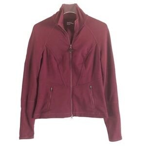 Zella Athletic Running Jacket Mock Neck Double Zip Maroon Medium